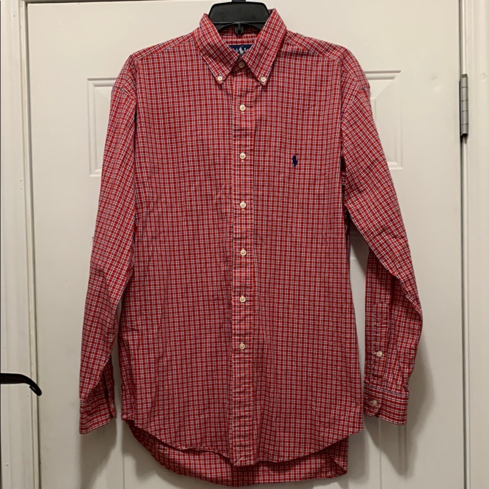 Ralph Lauren 100% Cotton Red & Blue Checkered Shirt Blake Style Size Medium